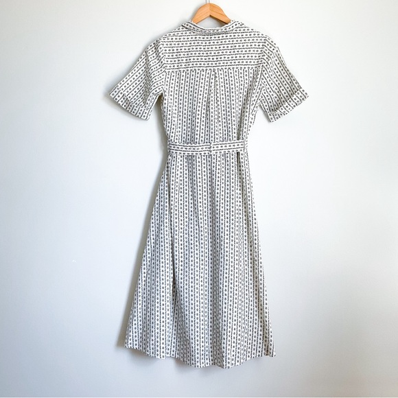 Sezane Jeanne Dress Shirt Dress Off White Black Flowers 34 US 2 - Picture 3 of 7